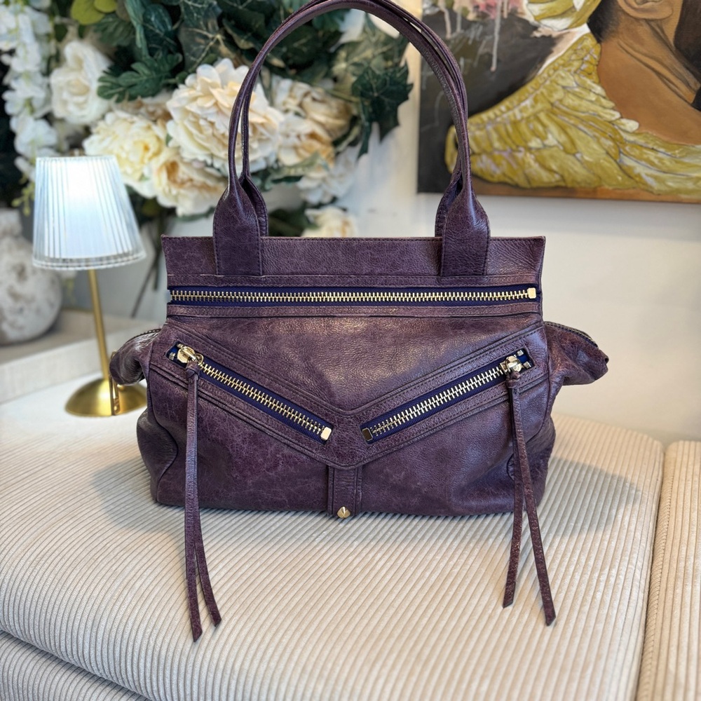 Botkier Purple Leather Satchel with Gold Hardware